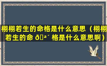 栩栩若生的命格是什么意思（栩栩若生的命 🪴 格是什么意思啊）